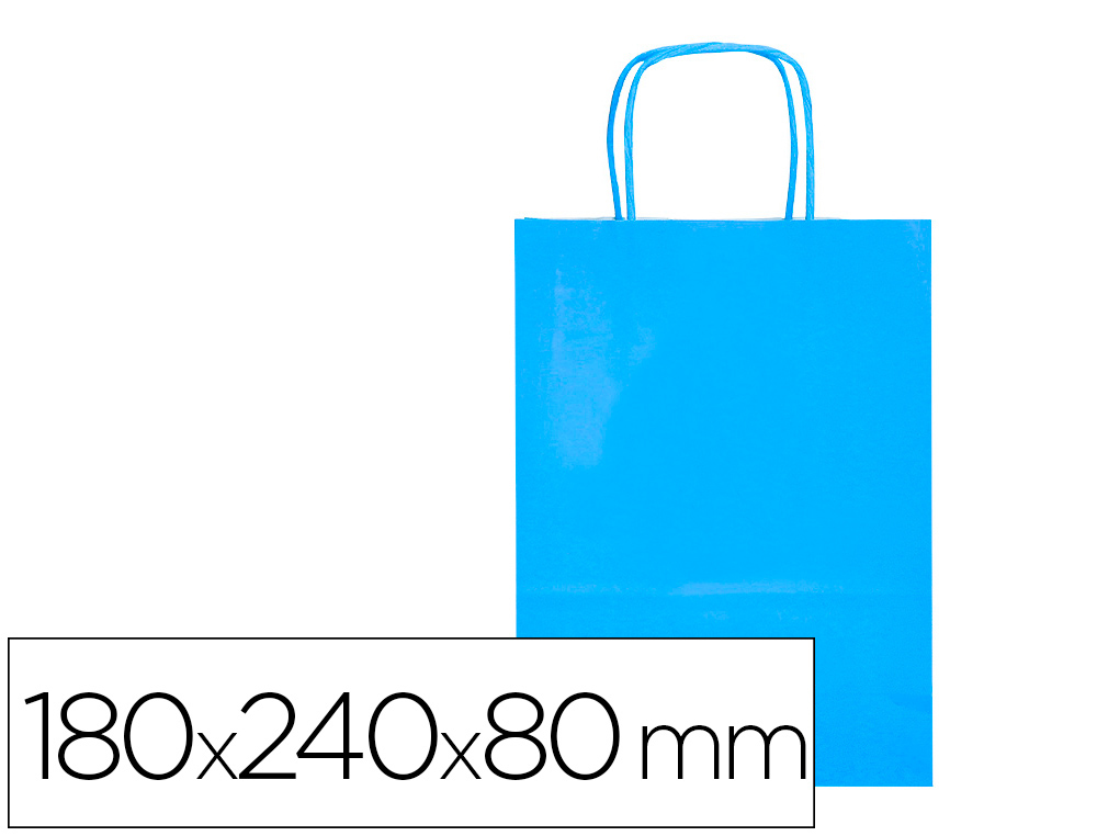 SAC PAPIER Q-CONNECT CELLULOSE XS ANSE TORSADEE    180X240X80MM COLORIS BLEU     CIEL