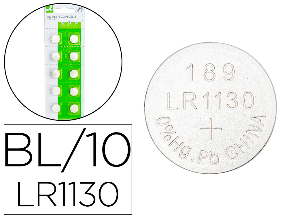 PILE Q-CONNECT BOUTON ALCALINE LR54 1,5V BLISTER 10 UNITES