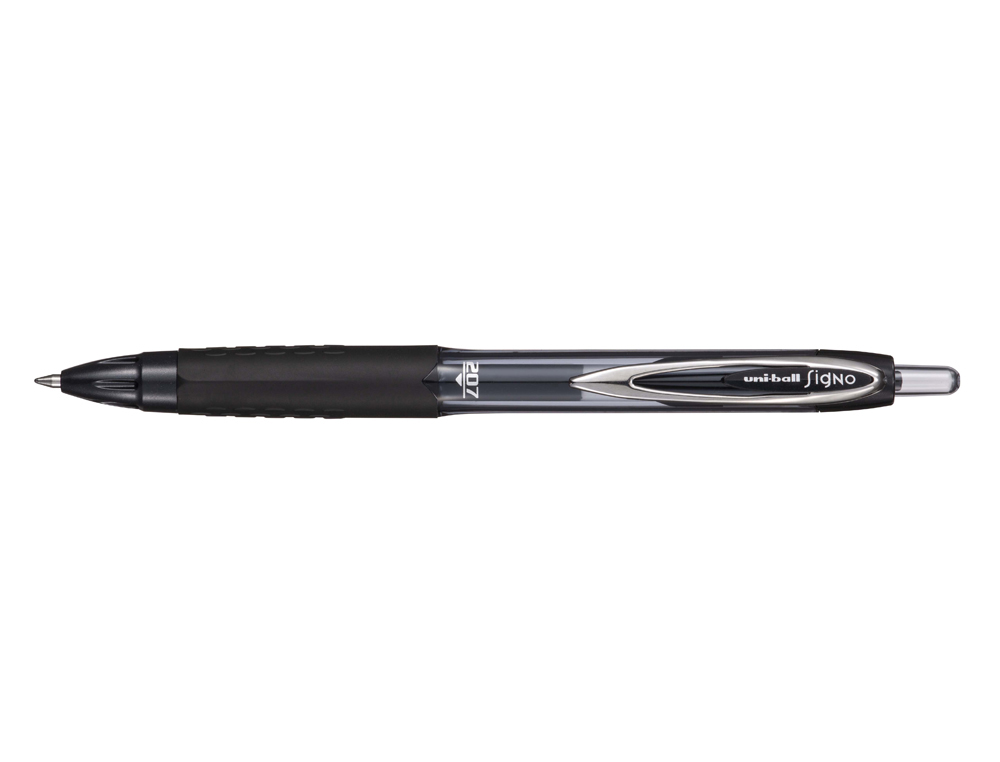ROLLER UNIBALL SIGNO RT207 RETRACTABLE ENCRE GEL         PLASTIQUE RECYCLE ECRITURE    MOYENNE COLORIS NOIR