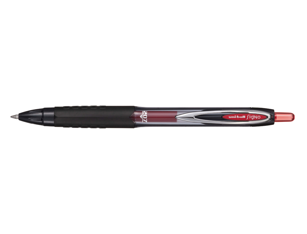ROLLER UNIBALL SIGNO RT207 RETRACTABLE ENCRE GEL         PLASTIQUE RECYCLE ECRITURE    MOYENNE COLORIS ROUGE