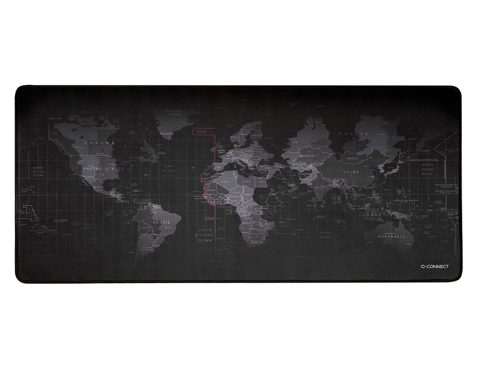 TAPIS SOURIS Q-CONNECT XXL 900X400MM COLORIS NOIR AVEC   DESIGN CARTE DU MONDE