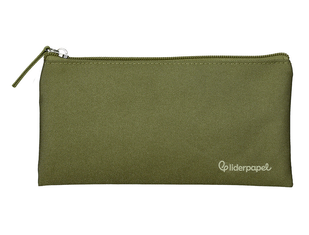 FOURRE-TOUT LIDERPAPEL PLAT 1 COMPARTIMENT 20X10CM COLORIS  VERT MILITAIRE