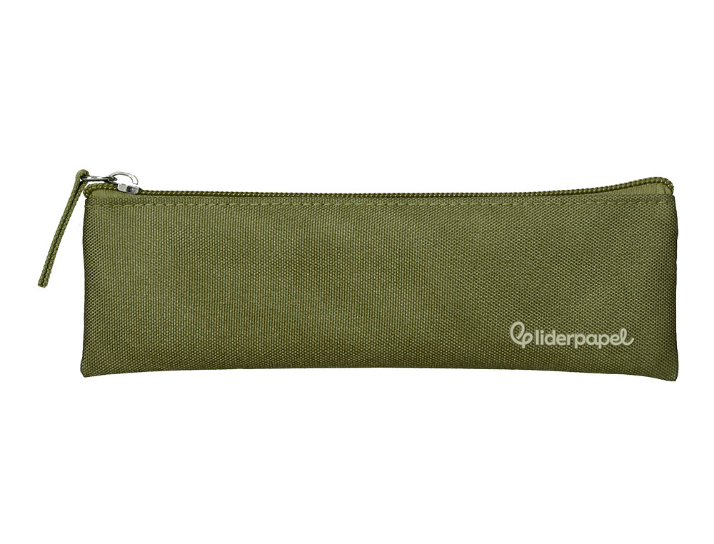 FOURRE-TOUT LIDERPAPEL PLAT MINCE 1 COMPARTIMENT 20X6CM   COLORIS VERT MILITAIRE