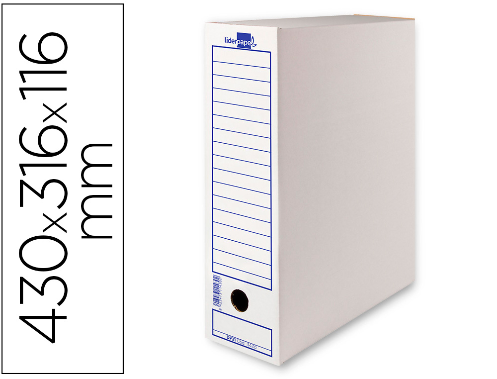 BOITE A ARCHIVES LIDERPAPEL CARTON RECYCLE 325G/M2 DOS    106MM 430X116X316MM COLORIS   BLANC