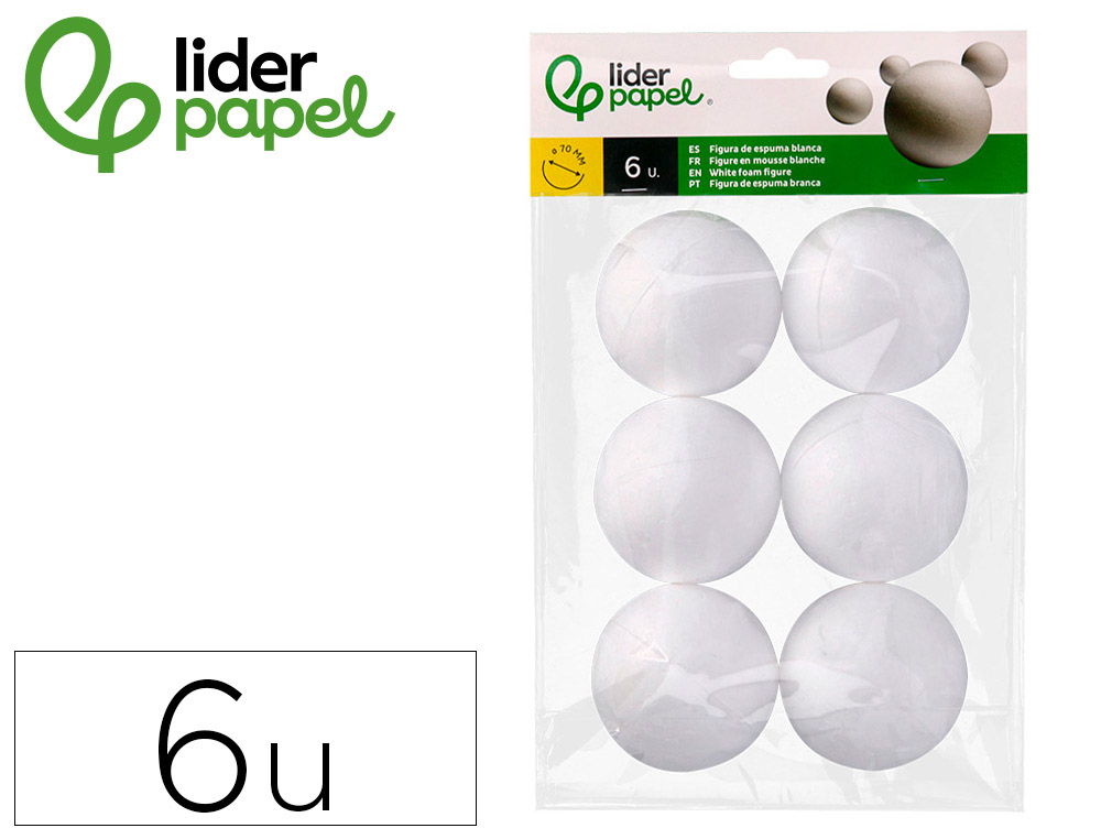 FORME LIDERPAPEL MOUSSE POLYSTYRENE BOULES DIAMETRE   7CM COLORIS BLANC SACHET 6    UNITES