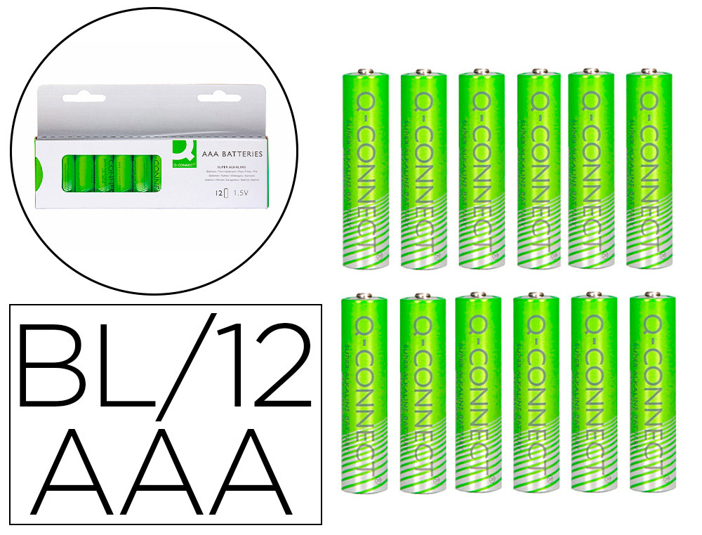PILE Q-CONNECT ALCALINE AAA BLISTER 12 UNITES