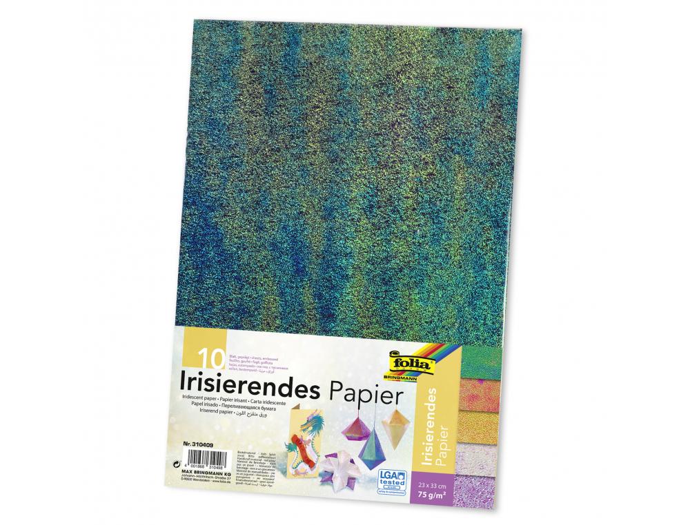 POCHETTE PAPIER IRISE FOLIA 23X33 CM 75G 10 COLORIS       ASSORTIS