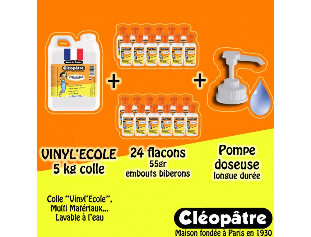 COLLE VINYLIQUE CLEOPATRE VINYL ECOLE RAPIDE MULTI      MATERIAUX SANS                SOLVANTCLASSPACK 24 FLACONS