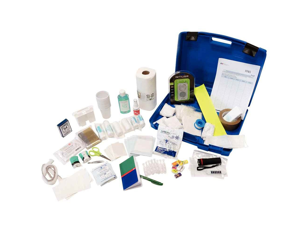 TROUSSE DE SECOURS FARMOR PLAN PARTICULIER DE MISE EN   SECURITE KIT COMPLET COLORIS  BLEU