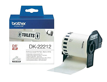 TIQUETTE BROTHER DK22212 P-TOUCH TECHNOLOGIE FILM/PAPIER DK 62MMX15.24M COLORIS IMPRESSION NOIR/BLANC