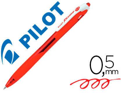 STYLO-BILLE PILOT REXGRIP CRITURE 0.5MM ENCRE ULTRA DOUCE CORPS CAOUTCHOUT RTRACTABLE RECHARGEABLE COULEUR ROUGE