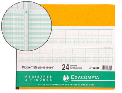 MANIFOLD COMPTABLE EXACOMPTA PIQU TTE PARESSEUSE 270X320MM HORIZONTAL 31 LIGNES 80 PAGES 24 COLONNES/2 PAGES