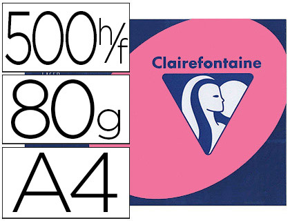 PAPIER COULEUR CLAIREFONTAINE TROPHE MULTIFONCTION A4 80G/M2 COULEURS FLUORESCENTES ROSE FLUO PAQUET 500 FEUILLES