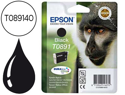 CARTOUCHE EPSON T0891 JET D'ENCRE C13T08914011 COULEUR NOIR 180P