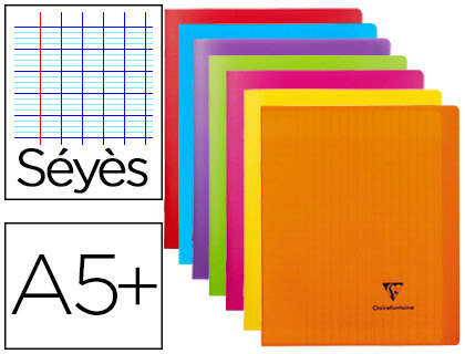 CAHIER PIQU CLAIREFONTAINE KOVERBOOK COUVERTURE PROTGE-CAHIER 2 RABATS A5+ 17X22CM 96 P AGES 90G 7 COLORIS ASSORTIS