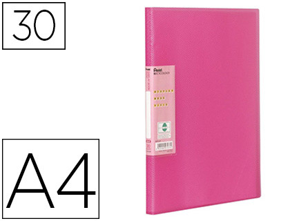 PROTGE-DOCUMENTS PENTEL VIVID A4 30 POCHETTES COLORIS ROSE