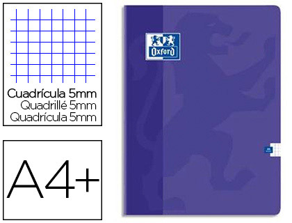 CAHIER PIQU OXFORD COUVERTURE PELLICULE LAVABLE A4+ 24X32CM 48 PAGES 90G 5X5MM