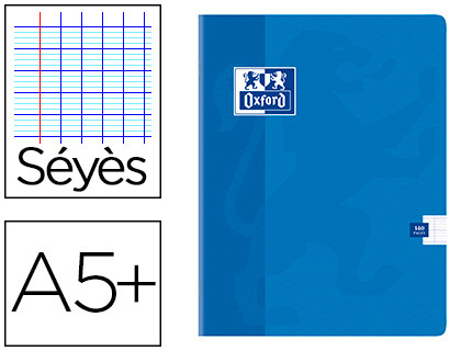 CAHIER PIQU OXFORD COUVERTURE PELLICULE LAVABLE A5+ 17X22CM 140 PAGES 90G SYS