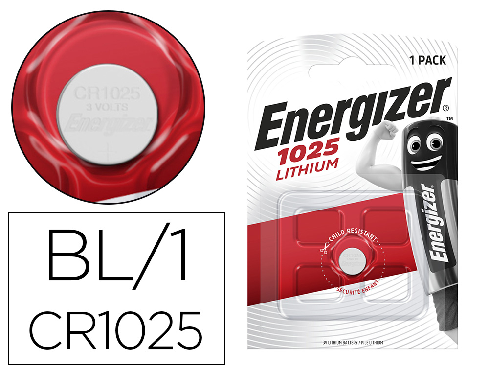 PILE ENERGIZER MINIATURE APPAREILS LECTRONIQUES I.C.E. CR1025 3V BLISTER 1 UNIT