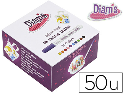 FEUTRE TEXTILE OZ INTERNATIONAL DIAM'S POINTE BLOQUE SCHAGE RAPIDE COLORIS ASSORTIS BOX SCOLAIRE 50 UNITS
