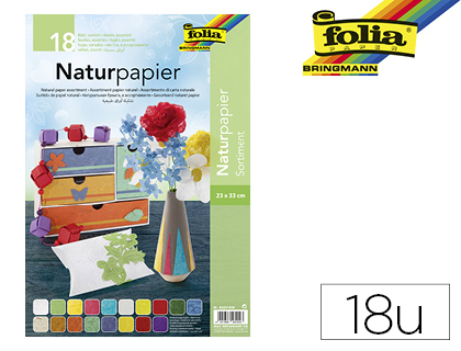 PAPIER NATUREL FOLIA 23X33CM MATRIEL COLORIS ASSORTIS PAQUET 18F