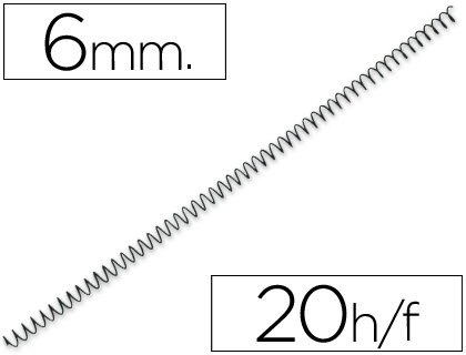 SPIRALE Q-CONNECT MTALLIQUE RELIEUR PAS 4:1 20F CALIBRE 1MM DIAMTRE 6MM COLORIS NOIR BOTE 200 UNITS