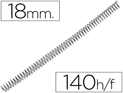 SPIRALE Q-CONNECT MTALLIQUE RELIEUR PAS 4:1 140F CALIBRE 1.2MM DIAMTRE 18MM COLORIS NOIR BOTE 100 UNITS