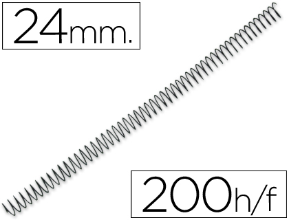 SPIRALE Q-CONNECT MTALLIQUE RELIEUR PAS 4:1 200F CALIBRE 1.2MM DIAMTRE 24MM COLORIS NOIR BOTE 100 UNITS