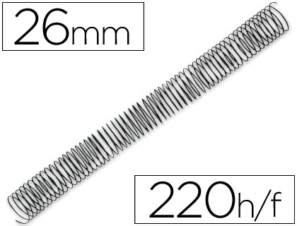 SPIRALE Q-CONNECT MTALLIQUE RELIEUR PAS 4:1 220F CALIBRE 1.2MM DIAMTRE 26MM COLORIS NOIR BOTE 100 UNITS