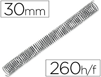 SPIRALE Q-CONNECT MTALLIQUE RELIEUR PAS 4:1 260F CALIBRE 1.2MM DIAMTRE 30MM COLORIS NOIR BOTE 50 UNITS