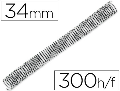 SPIRALE Q-CONNECT MTALLIQUE RELIEUR PAS 4:1 300F CALIBRE 1.2MM DIAMTRE 34MM COLORIS NOIR BOTE 25 UNITS