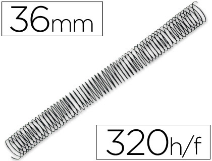 SPIRALE Q-CONNECT MTALLIQUE RELIEUR PAS 4:1 320F CALIBRE 1.2MM DIAMTRE 36MM COLORIS NOIR BOTE 25 UNITS