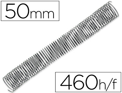 SPIRALE Q-CONNECT MTALLIQUE RELIEUR PAS 4:1 400F CALIBRE 1.2MM DIAMTRE 50MM COLORIS NOIR BOTE 25 UNITS
