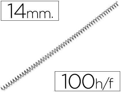SPIRALE Q-CONNECT MTALLIQUE RELIEUR PAS 5:1 100F CALIBRE 1MM DIAMTRE 14MM COLORIS NOIR BOTE 100 UNITS