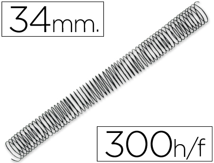 SPIRALE Q-CONNECT MTALLIQUE RELIEUR PAS 5:1 300F CALIBRE 1.2MM DIAMTRE 34MM COLORIS NOIR BOTE 25 UNITS