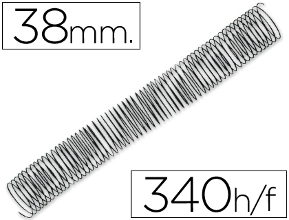 SPIRALE Q-CONNECT MTALLIQUE RELIEUR PAS 5:1 340F CALIBRE 1.2MM DIAMTRE 38MM COLORIS NOIR BOTE 25 UNITS