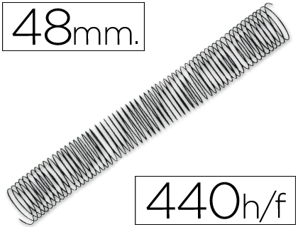 SPIRALE Q-CONNECT MTALLIQUE RELIEUR PAS 5:1 440F CALIBRE 1.2MM DIAMTRE 48MM COLORIS NOIR BOTE 25 UNITS