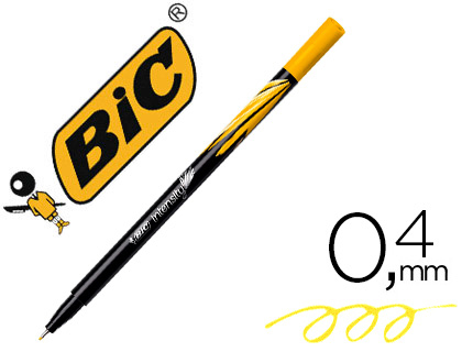 STYLO-FEUTRE BIC POINTE FINE INTENSITY POINTE AIGUILLE BAGUE MTAL 0.4MM ENCRE FLUIDE INTENSE SANS BAVURES JAUNE