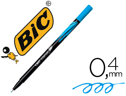 STYLO-FEUTRE BIC POINTE FINE INTENSITY POINTE AIGUILLE BAGUE MTAL 0.4MM ENCRE FLUIDE INTENSE SANS BAVURES BLEU CLAIR