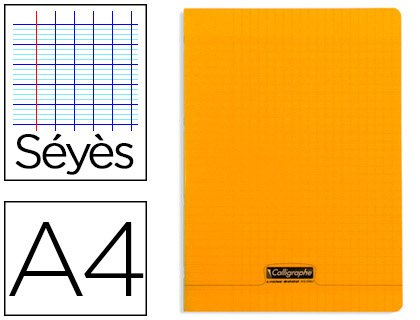 CAHIER PIQU CLAIREFONTAINE COUVERTURE POLYPROPYLNE PAPIER VLIN SURFIN A4 21X29,7CM 90G 96 PAGES SYS COLORIS ORANGE