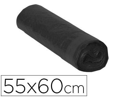 SAC POUBELLE DOMESTIQUE 55X60CM LIENS COULISSANTS CALIBRE 120 CAPACIT 23L COLORIS NOIR ROULEAU 15 UNITS