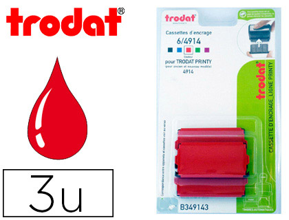 RECHARGE TAMPON TRODAT 4914 ROUGE BLISTER 3 UNITS