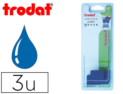 RECHARGE TAMPON TRODAT 4921 BLEU BLISTER DE 3 UNITES