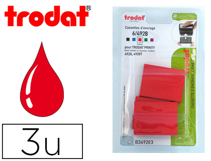 RECHARGE TAMPON TRODAT 4928/4958/4928T ROUGE BLISTER 3 UNITS