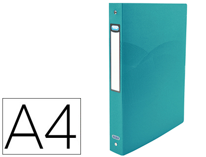 CLASSEUR OXFORD OSMOSE 4 ANNEAUX RONDS 15MM POLYPROPYLNE 5/10E A4 DOS 20MM COULEUR TURQUOISE