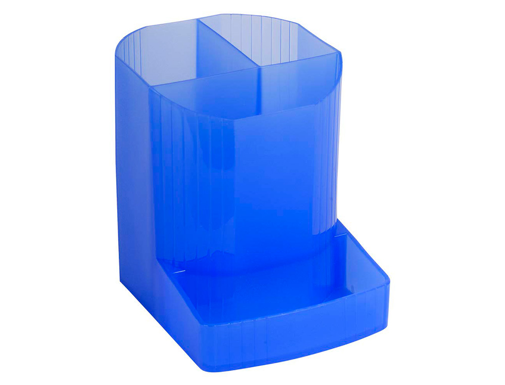 POT  CRAYONS EXACOMPTA LINICOLOR MINI POLYPROPYLNE TRANSLUCIDE OCTOGONAL 3 COMPARTIMENTS AVANCE COLORIS BLEU GLAC
