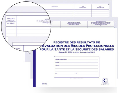 REGISTRE ELVE RESULTATS EVALUATION RISQUES PRO        210X297MM 29 TABLEAUX OUVERTS FOLIOTES 60 PAGES