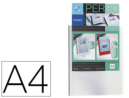 PROTGE-DOCUMENTS VIQUEL PERSONNALISABLE POLYPROPYLNE 5/10E A4 240X310MM 40 VUES OUVERTURE 180 DEGRS COLORIS BLANC