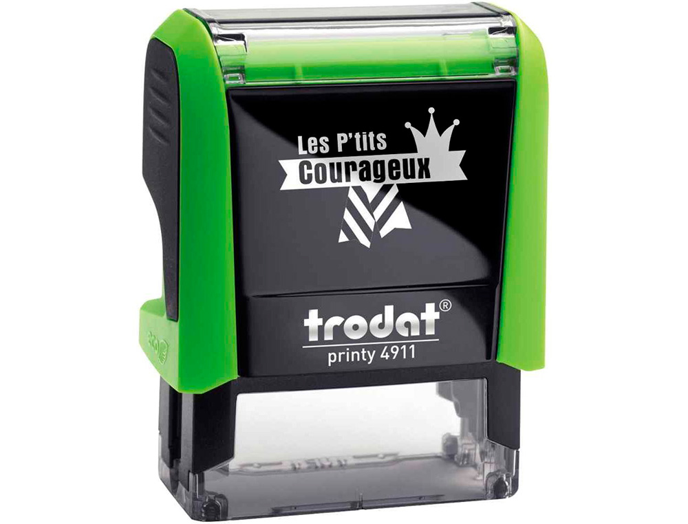TAMPON SCOLAIRE TRODAT ENSEIGNANT LES P'TITS         COURAGEUX COURAGE TU PEUX Y   ARRIVER EMPREINTE 38X14MM