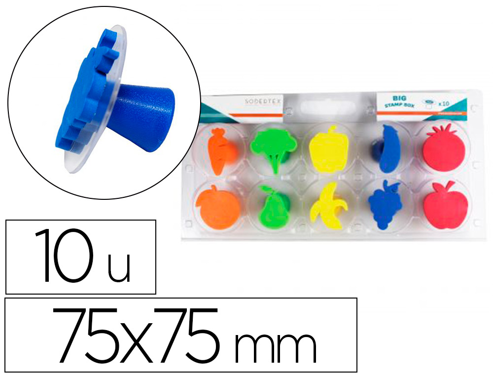 TAMPONS SODERTEX MON POTAGER EN MOUSSE DOUBLE DENSITE AVEC POIGNEE 75X75MM 10 PCS        COLORIS ASSORTIS